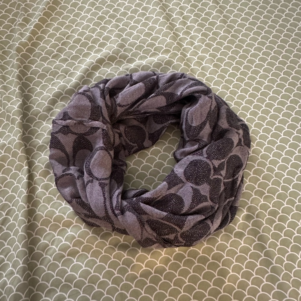 Coach Gray And Black Patterned Infinity Scarf - image 1